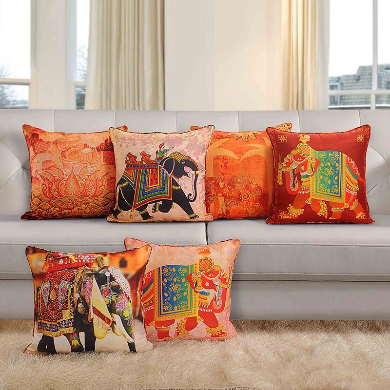 Ethnic Indian Themed Deco Cushion Covers 02 (Set of 6)