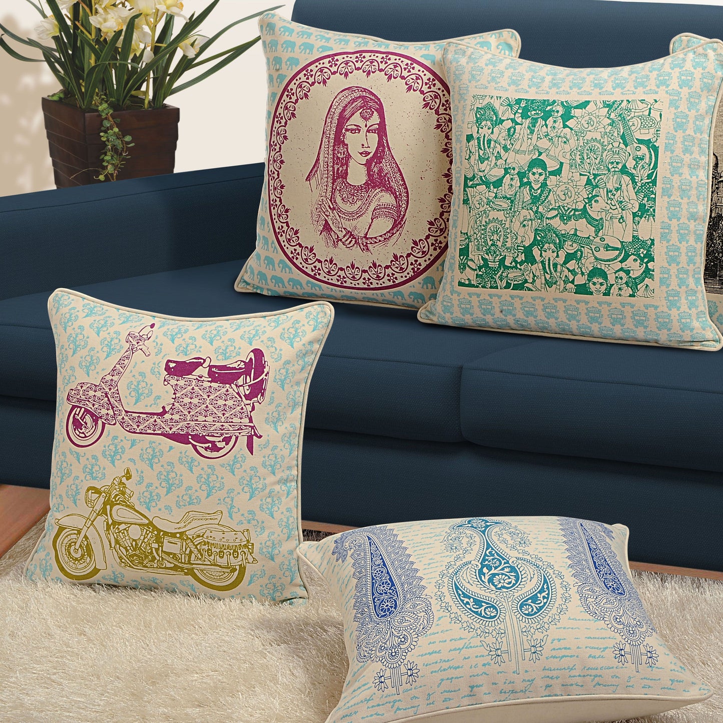 Canvas Cushion Covers 871 (Set of 5)