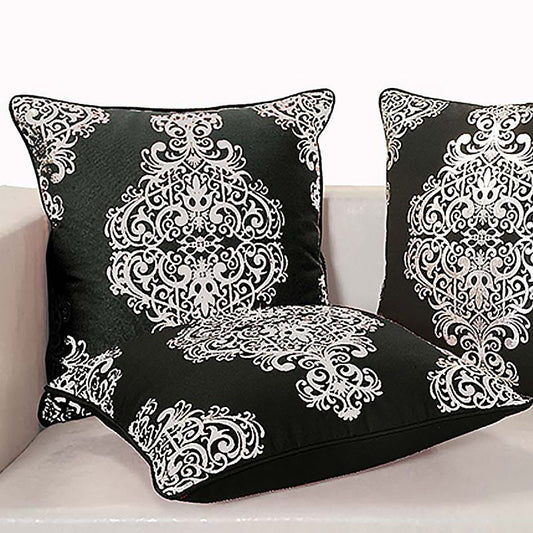 Black Ferrow Foil  Cushion Cover - 4451 (Set of 4)