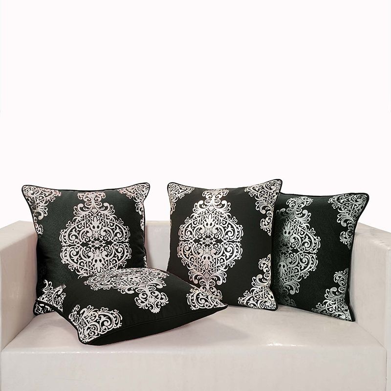 Black Ferrow Foil  Cushion Cover - 4451 (Set of 4)