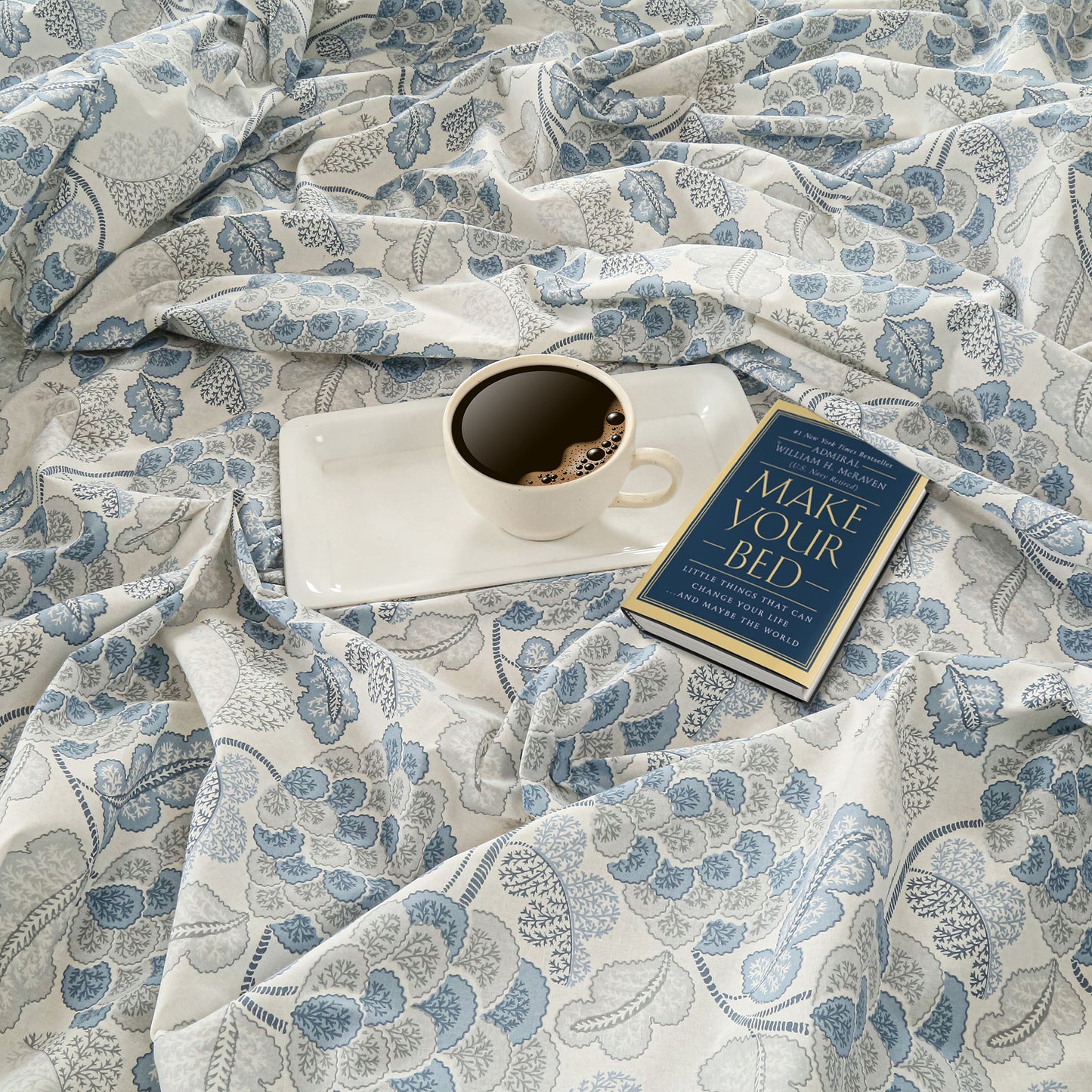 Sugar Apple Dreams 160TC Blue Blossom Bedsheet Set - 12256