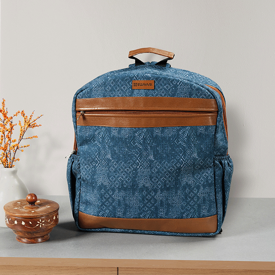 Digitally Printed Blue Backpack