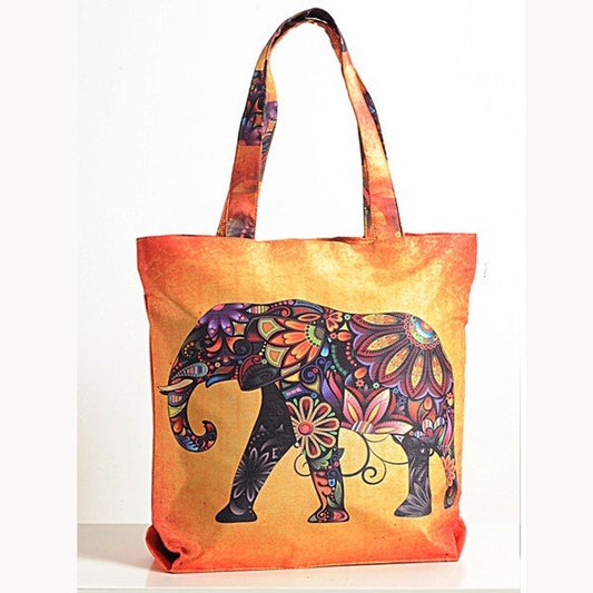 Abstract Elephant Animal Theme Bag- Folk-Elephant - Abstract Elephant Animal Theme Bag- Folk-Elephant