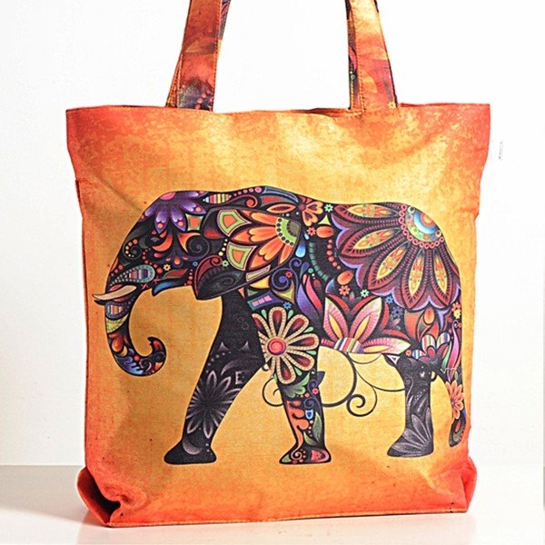 Abstract Elephant Animal Theme Bag- Folk-Elephant - Abstract Elephant Animal Theme Bag- Folk-Elephant